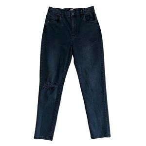 Cotton On Stretch Mom Jeans High Rise Distressed Black Skinny Leg Women’s Size 8
